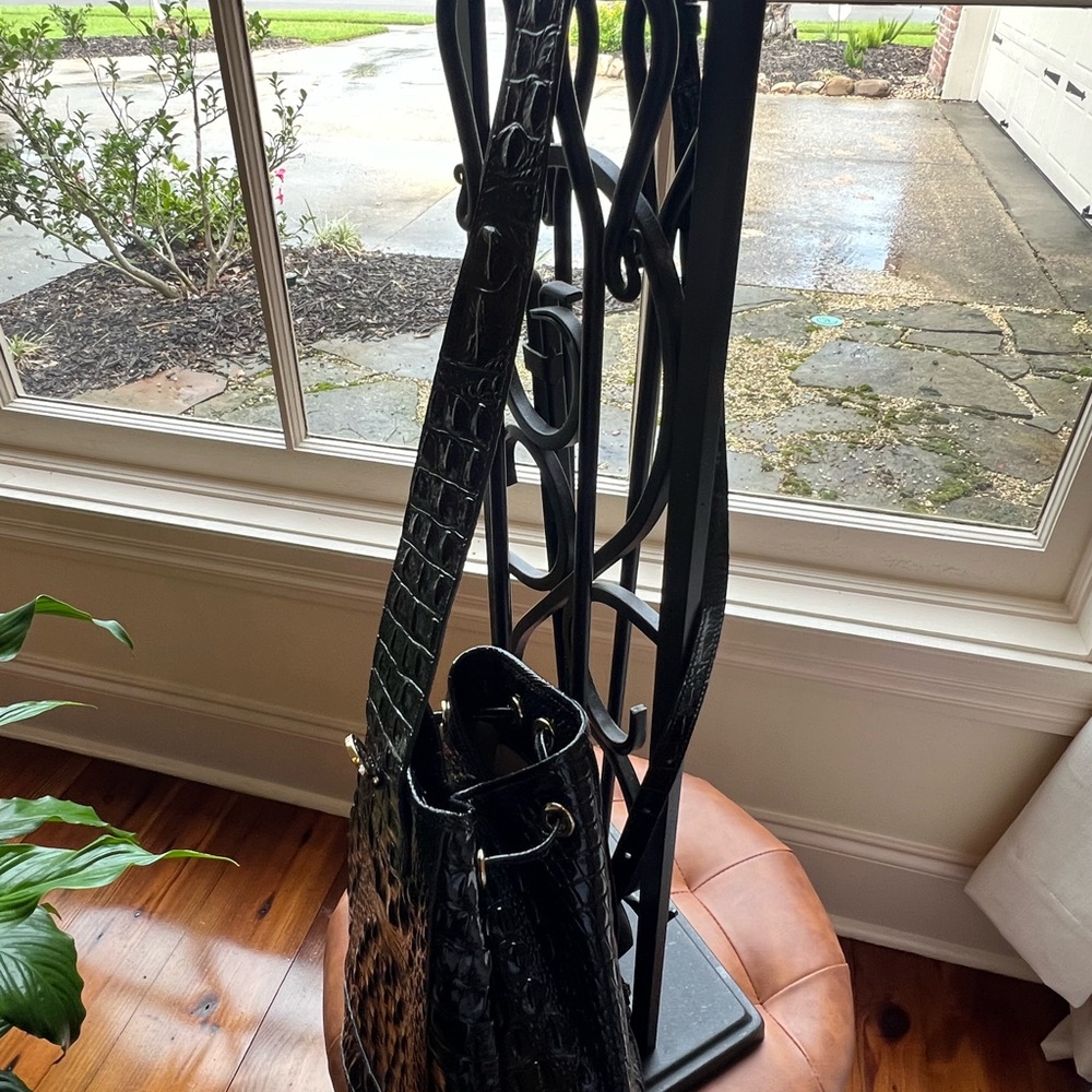 Brahmin Black Crocodile Embossed Shoulder Bag - Picture 15 of 15